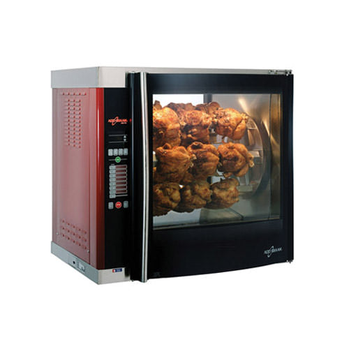 Rotisserie oven roasting meats evenly with consistent heat for tender, juicy dishes.