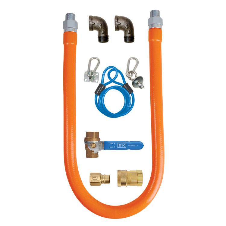 Image of various gas hoses for natural gas and propane cooking equipment.