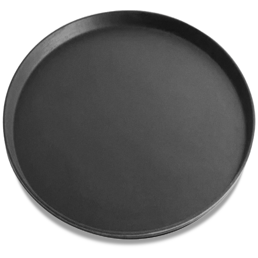 Omcan 16-inch Non-slip Black Round Fiberglass Service Tray