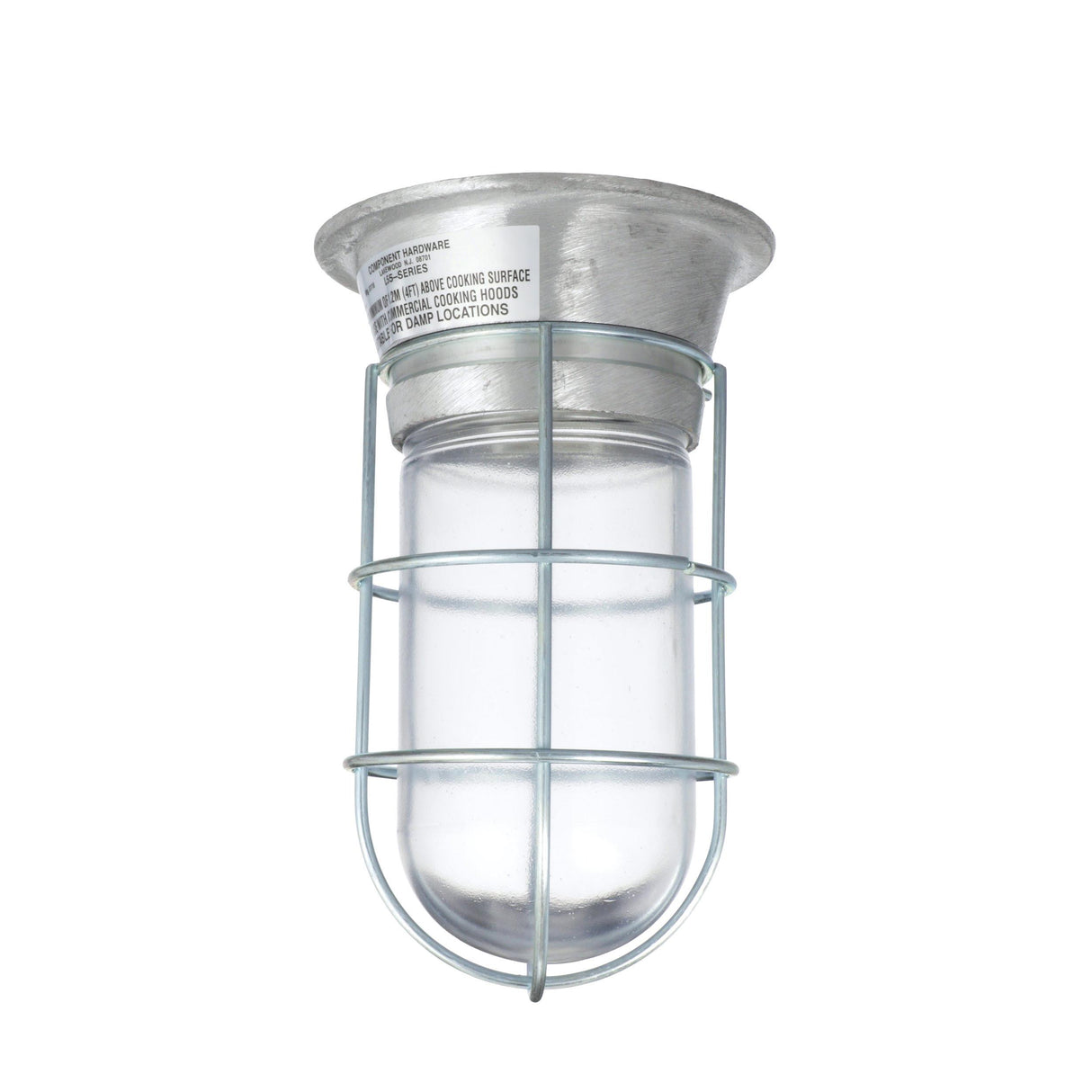 Component Hardware L55-1024-CSA - 100W Surface Mount CSA Approved Incandescent Hood Light With Clear Coated Tempered Glass Globe And Wire Guard