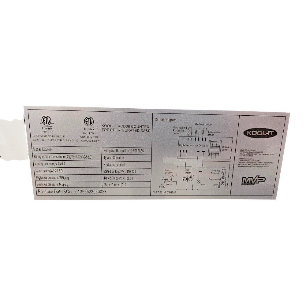 Kool-it KCD-36 Refrigerated Deli Case