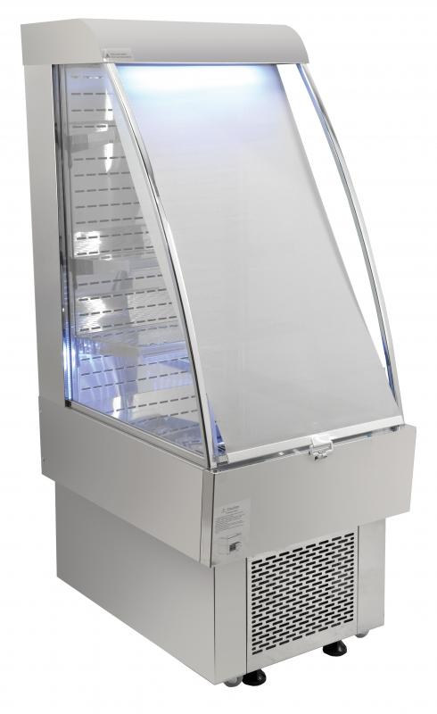Omcan 24″ Grab-and-Go Open Refrigerated Floor Display Showcase, 230 L (8.12 cu.ft.), Silver – 110 V, 1.65 HP (1230 W)