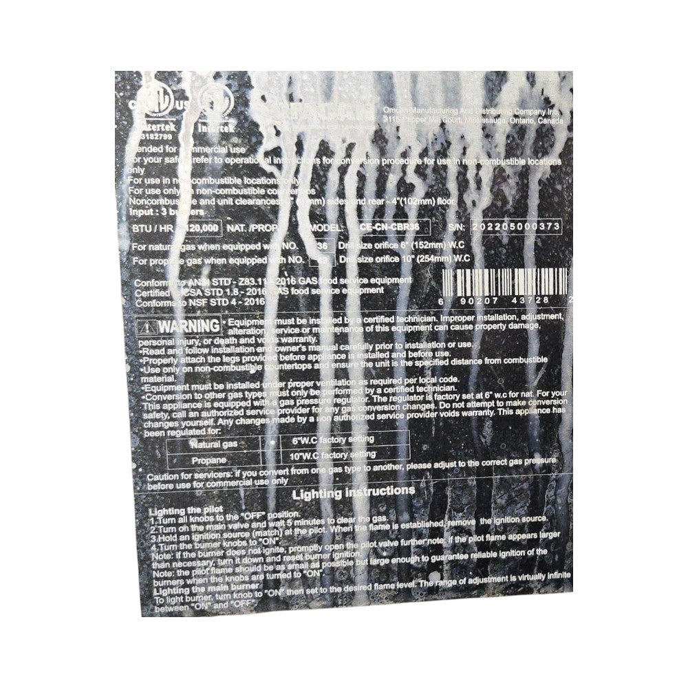 Omcan CE-CN-CBR36 Natural Gas Charbroiler