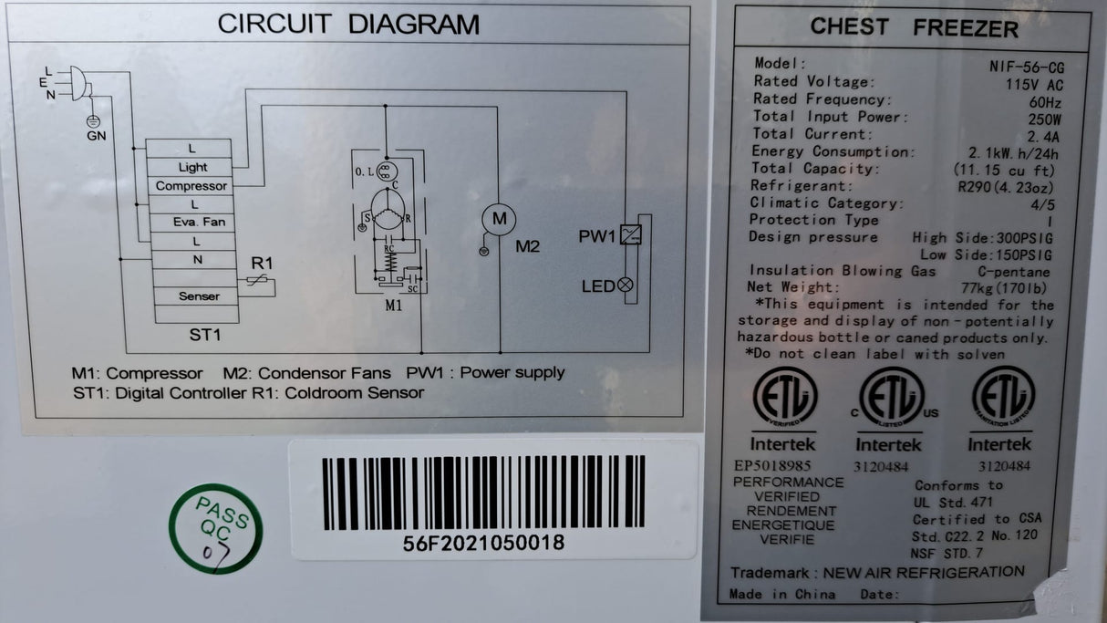 New Air NIF-56-CG 56in Curved Glass Island Freezer