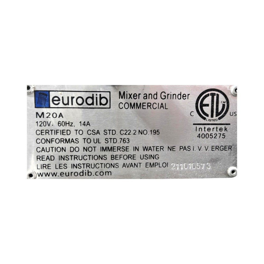 Eurodib M20A Planetary Mixer - 20 Quart