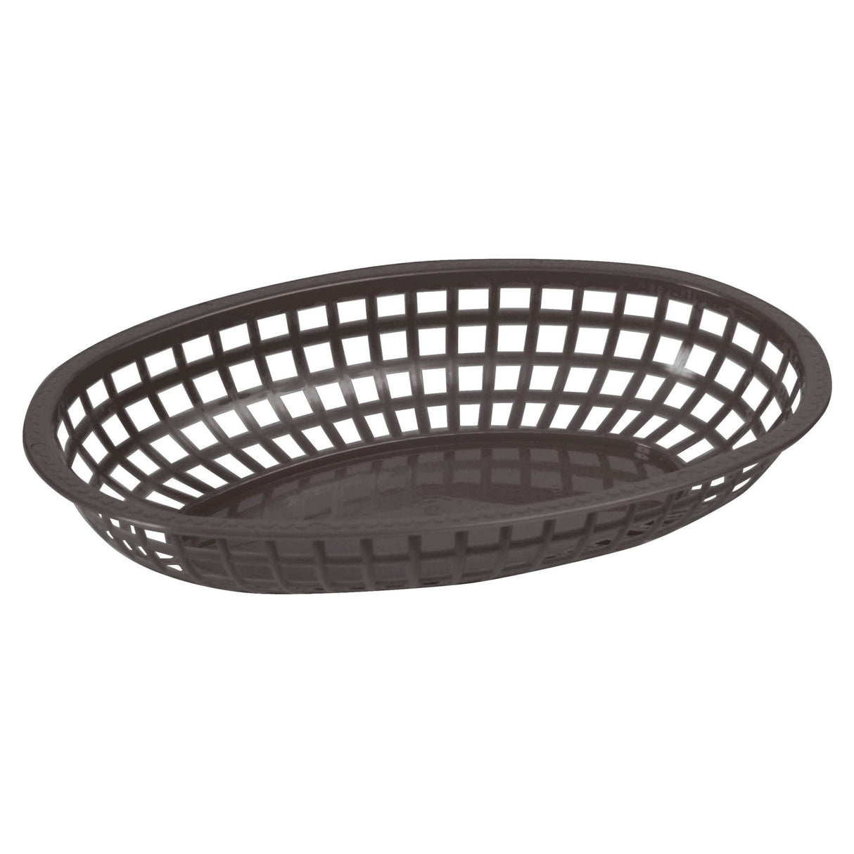 Winco POB-K - Oval Fast Food Basket, 10-1/4" x 6-3/4" x 2" - Black