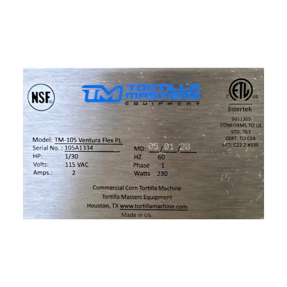 Tortilla Masters TM-105 Tortilla Machine