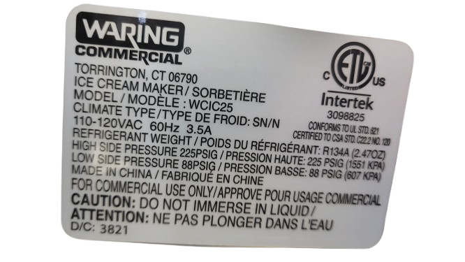 Waring WCIC25 Quart Compressor Ice Cream Maker