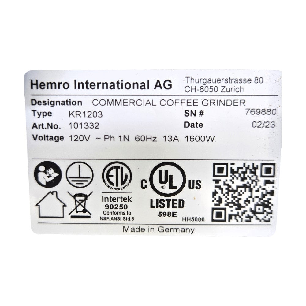 Ditting KR1203 Coffee Grinder - Never Used