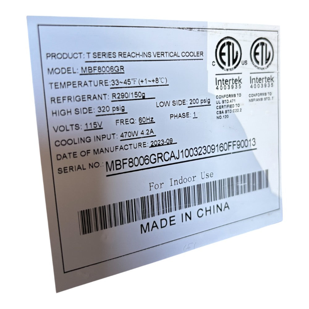 Atosa MBF8006GR Upright Refrigerator - 3 Solid Doors