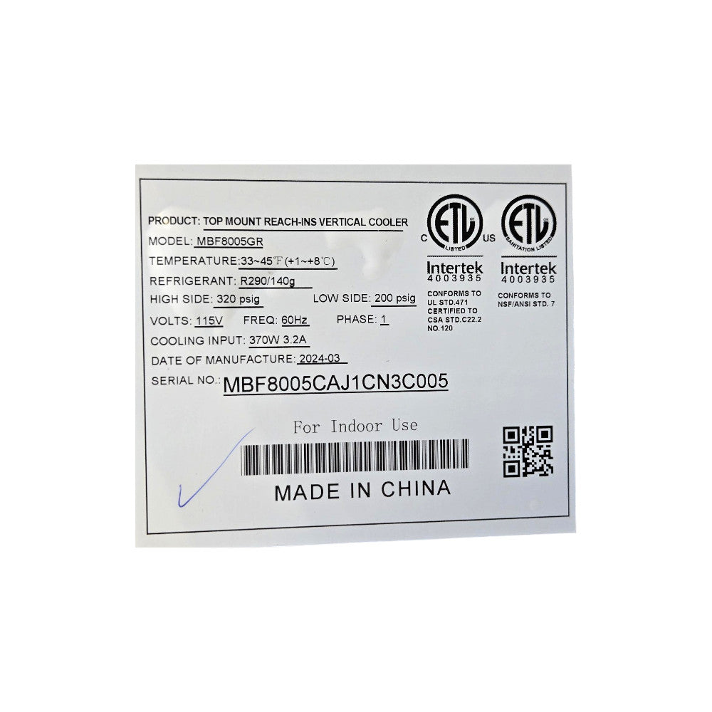 Atosa MBF8005GR Upright Fridge - Cosmetic Damage