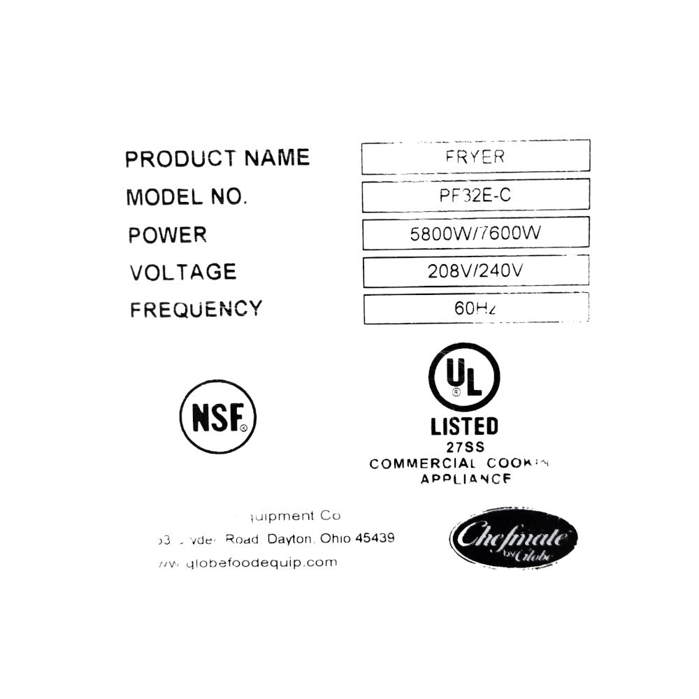 Globe PF32E-C Countertop Electric Fryer