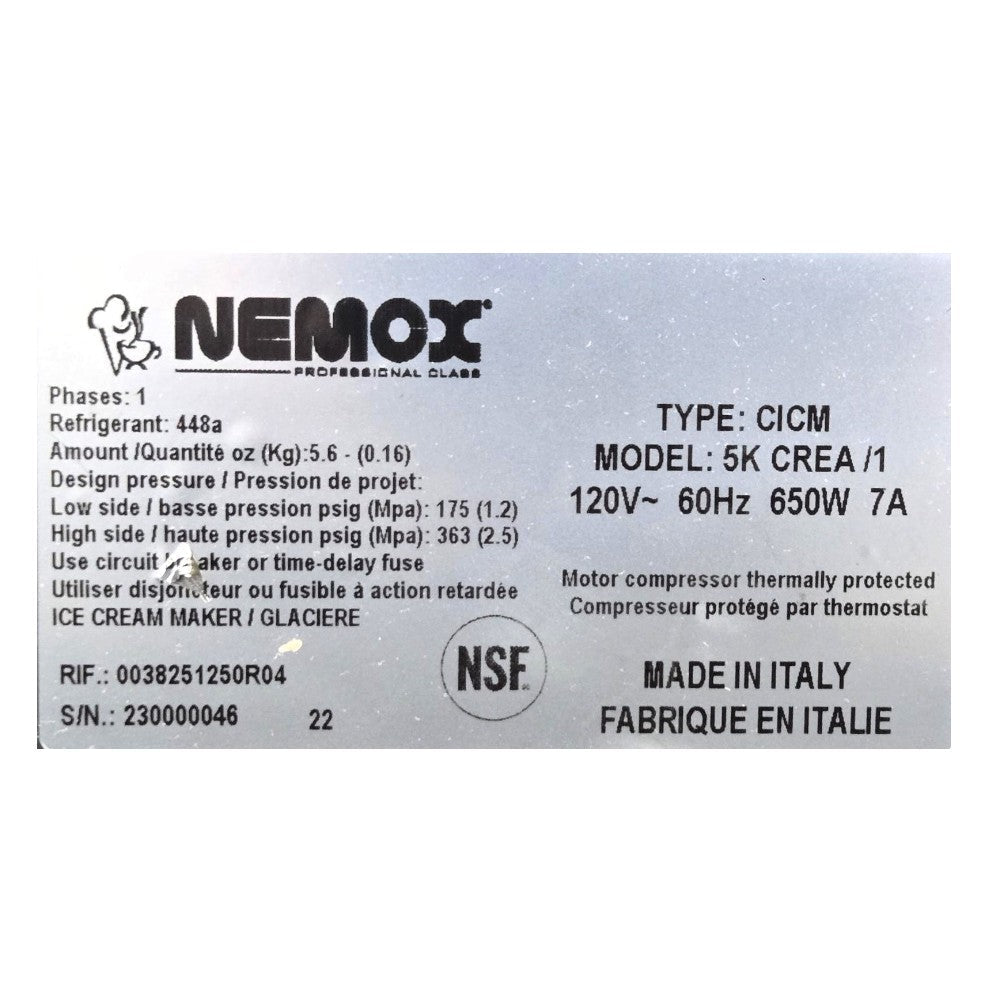 Nemox 5KCrea/1 Ice Cream and Gelato Machine