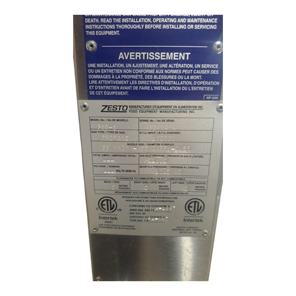 Zesto 315-1 Deck Oven - Propane