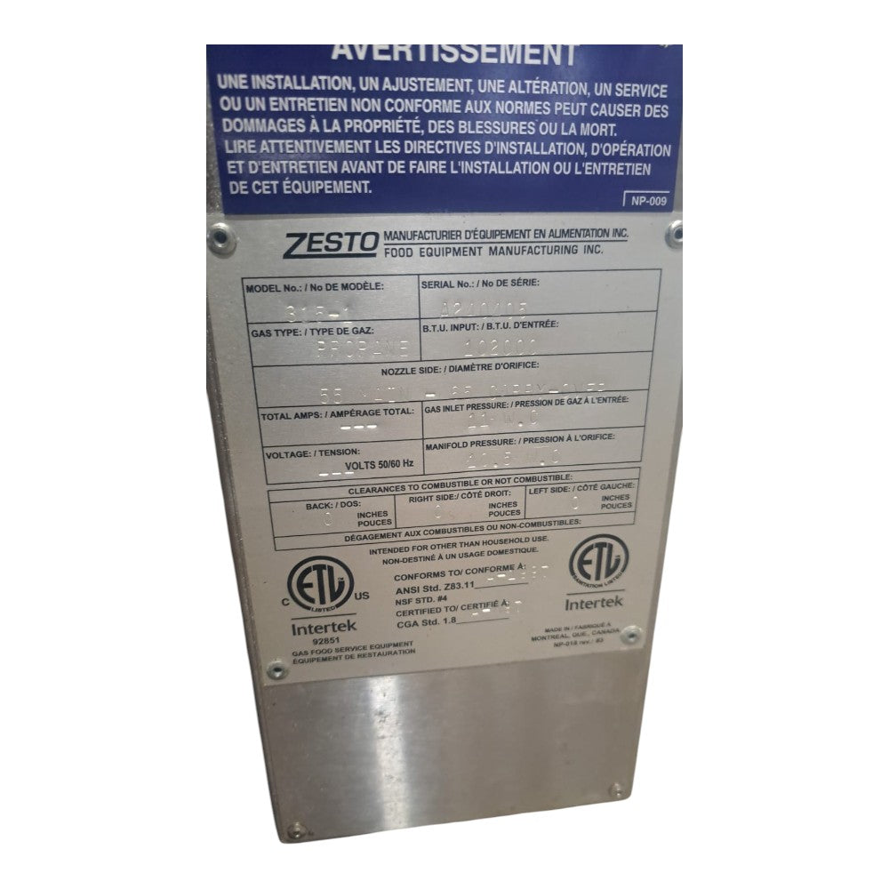 Zesto 315-1 Deck Oven - Propane