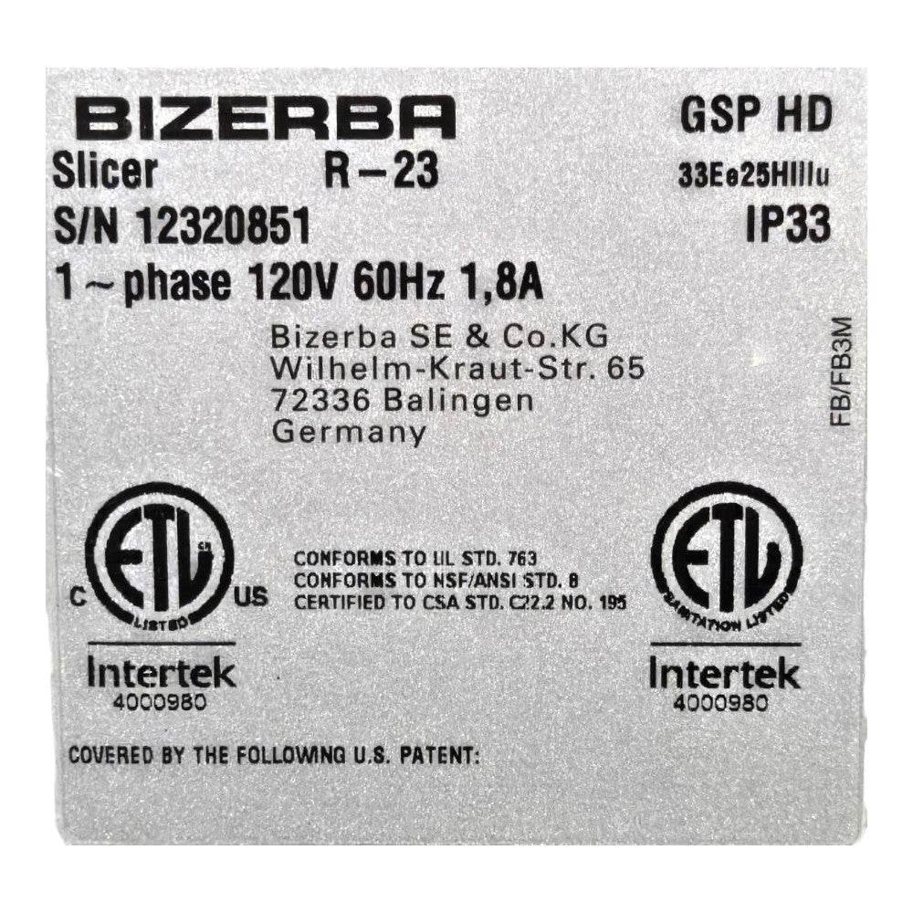 Bizerba GSP-HD-R23 Meat Slicer