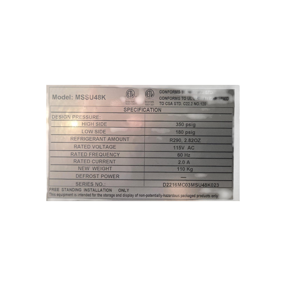 MRE MSSU48K Sandwich/Salad Prep Table