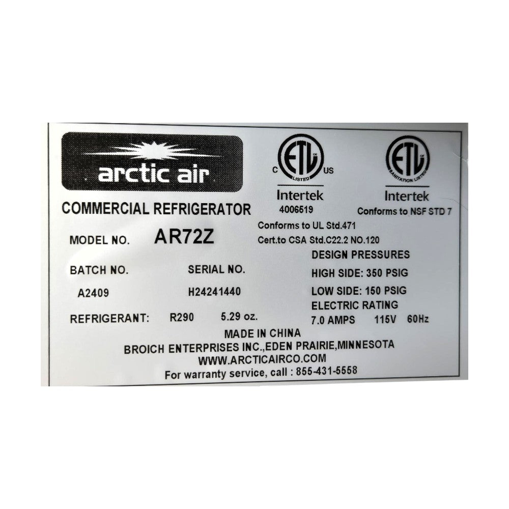 Arctic Air AR72Z Refrigerator - 3 Door