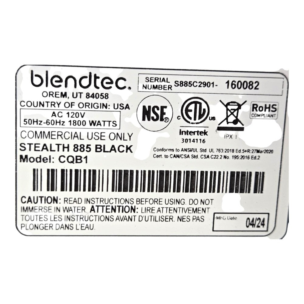 Blendtec Stealth 885 Blender with Extra Jug