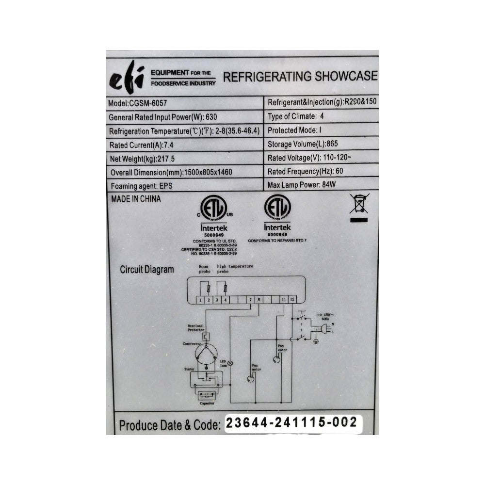 EFI CGSM-6057 Display Case - Square Glass - 59 inch
