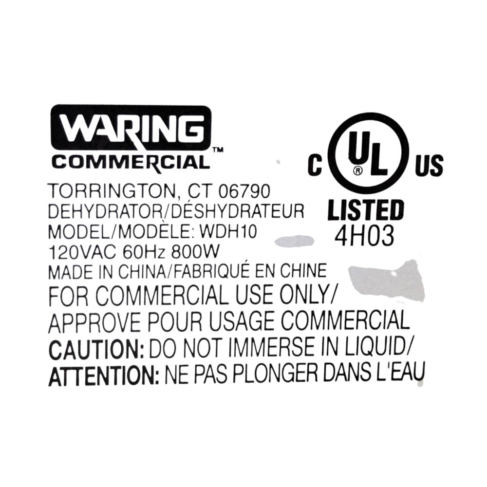 Waring WDH10 Food Dehydrator-10 Trays