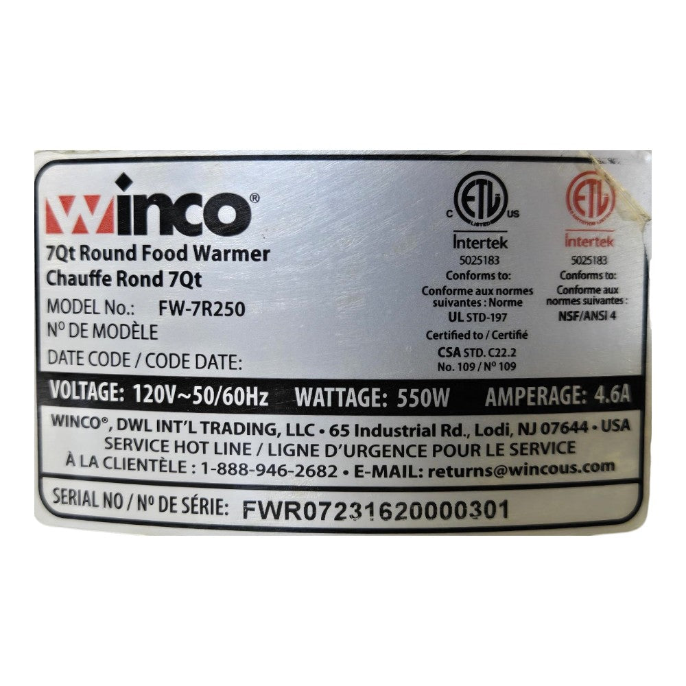 Winco FW7R250 Electric Food Warmer