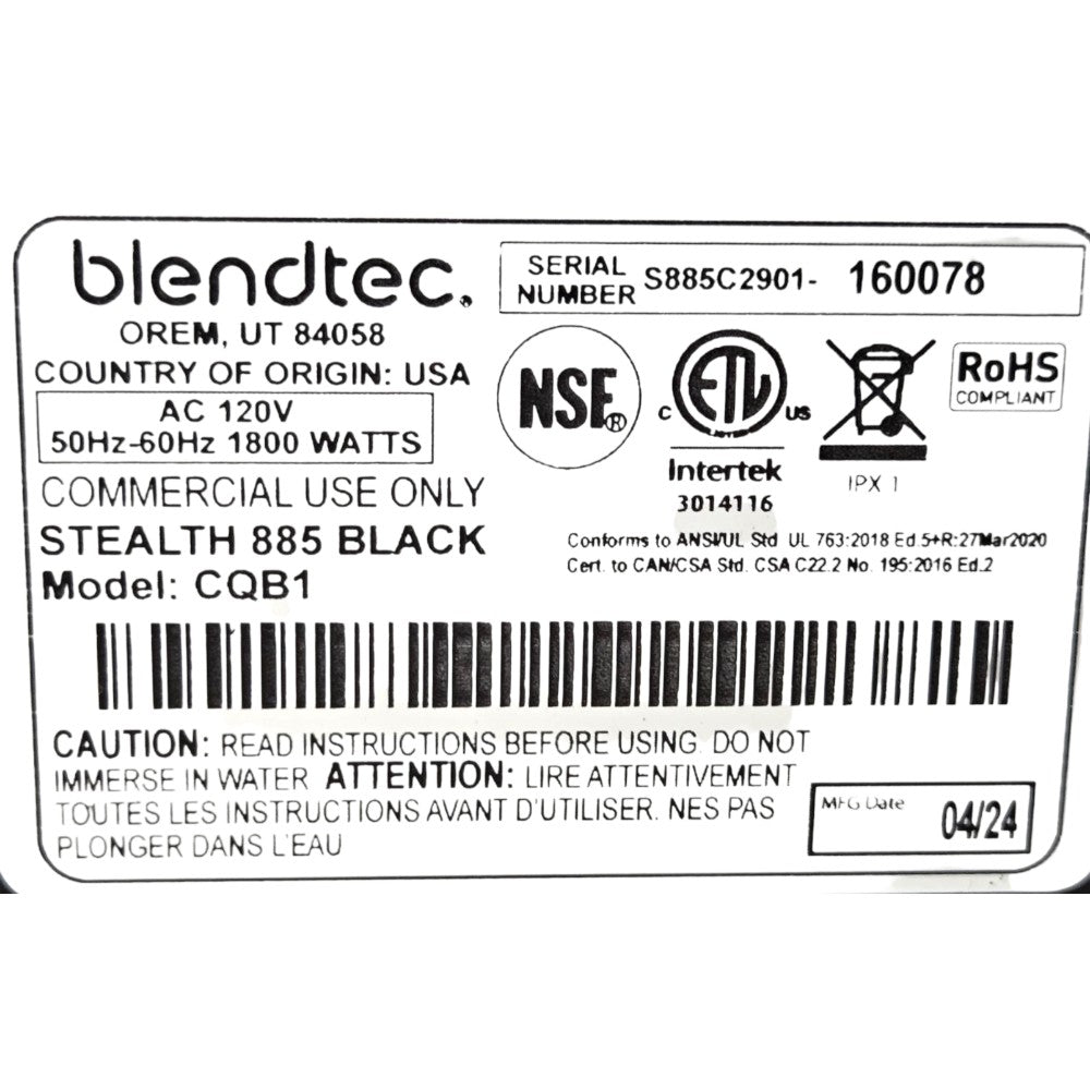 Blendtec Stealth 885 Blender with Extra Jug