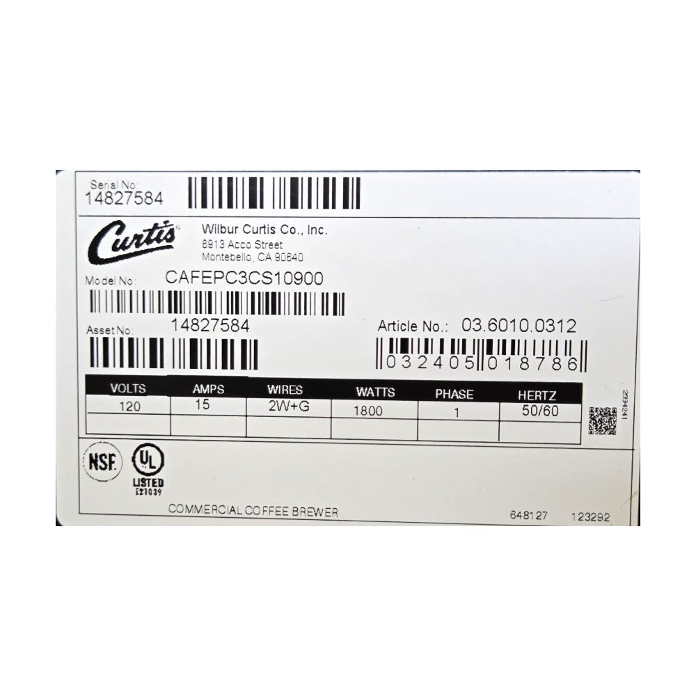 Curtis CAFEPC3CS10900 Iced Cappucino Machine