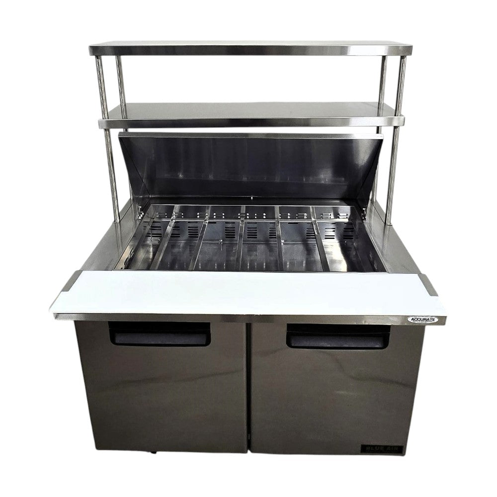 Blue Air BAMT48 Mega Top Prep Table - 2 Door with Overshelf