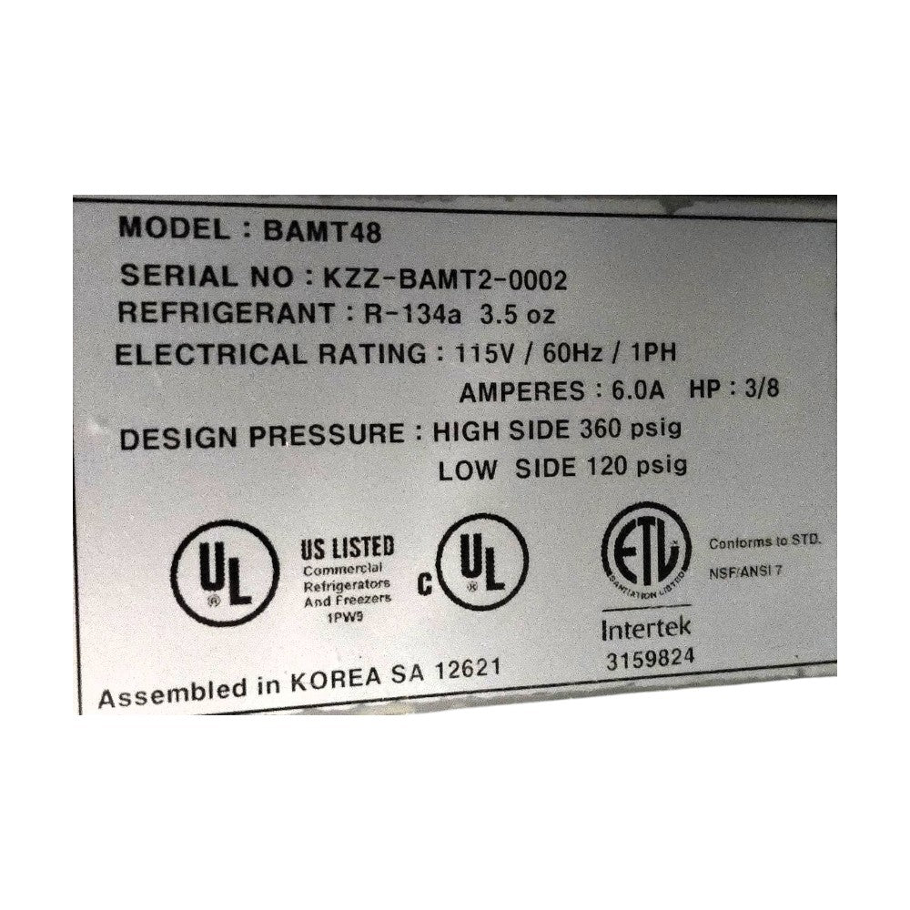 Blue Air BAMT48 Mega Top Prep Table - 2 Door with Overshelf