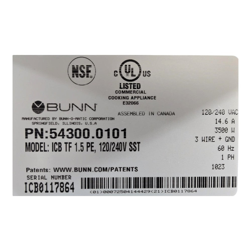 Bunn ICBTF 1.5 PE Coffee Brewer with Hot Water Tap