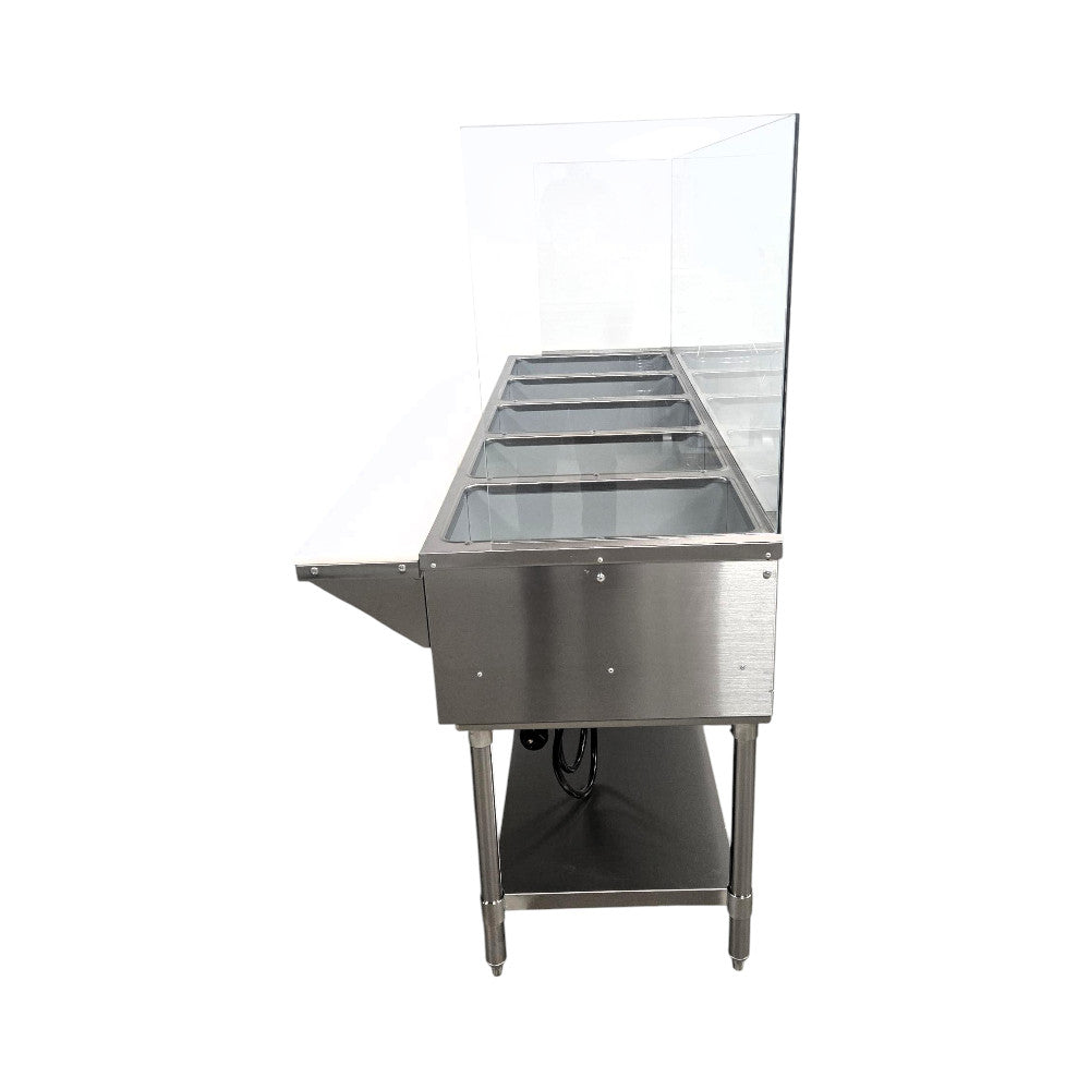Omcan NH-5-240 Steam Table - 5 Well with Sneeze Guard