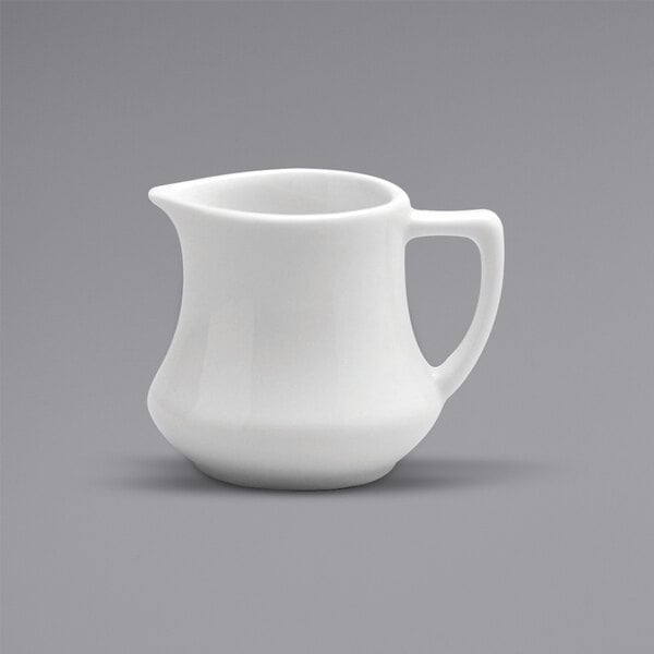 Oneida Buffalo Bright White Ware 4.5 Oz Porcelain Creamer With Handle Pack of 12 - F8010000802