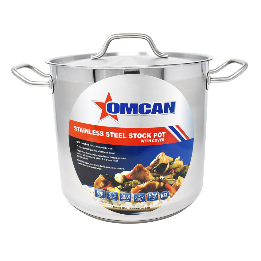 Omcan 16 QT Stainless Steel Stock Pot with Cover