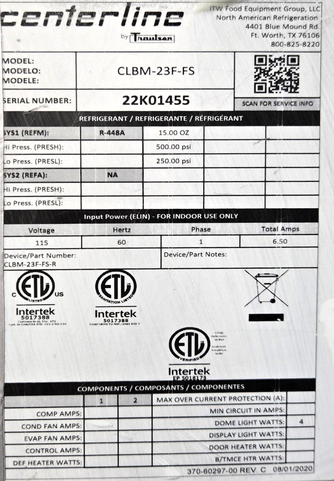 Traulsen CLBM-23F-FS Freezer - 1 Solid Door