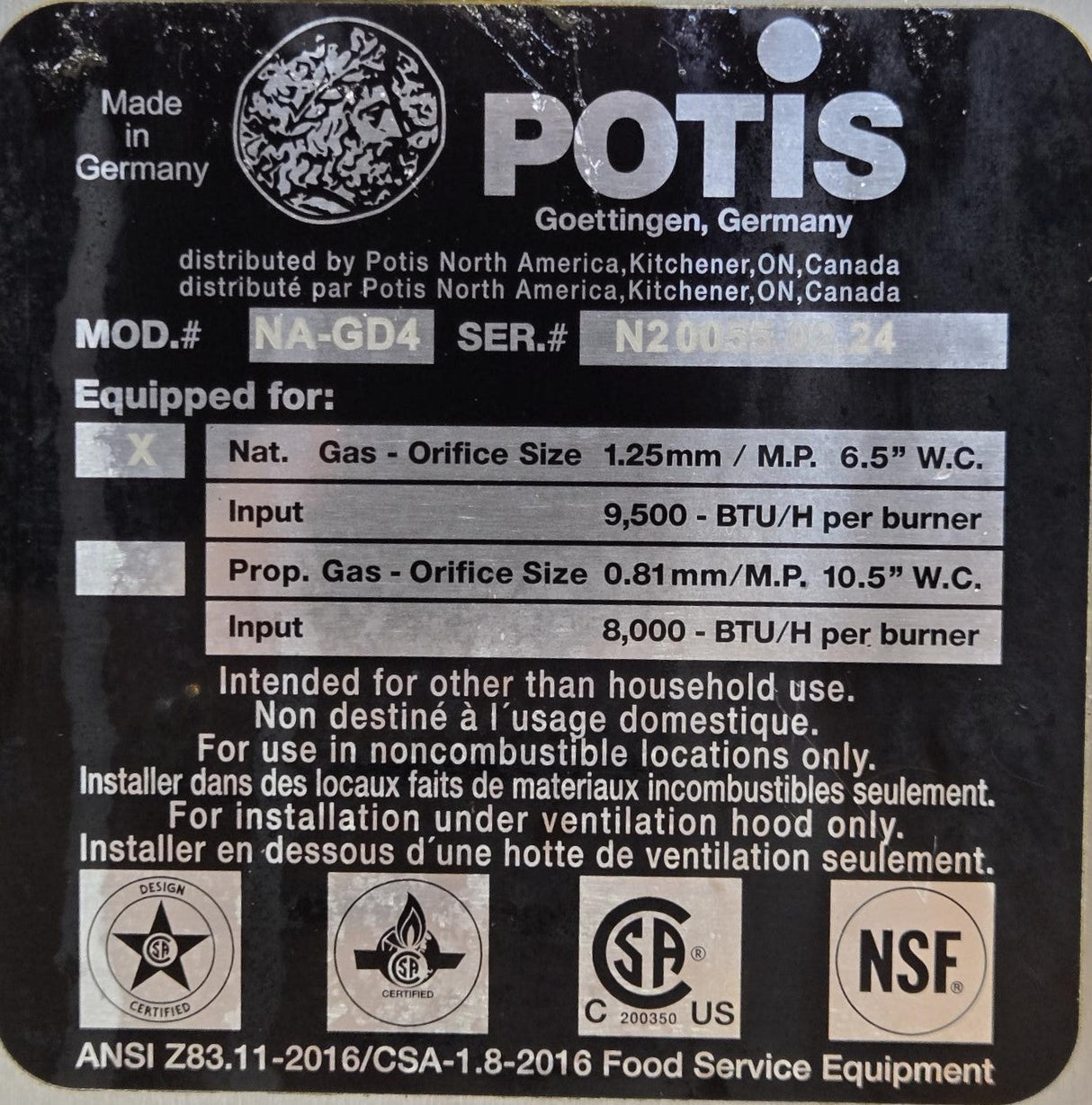 Potis NA-GD4-NG Shawarma Machine - Natural Gas