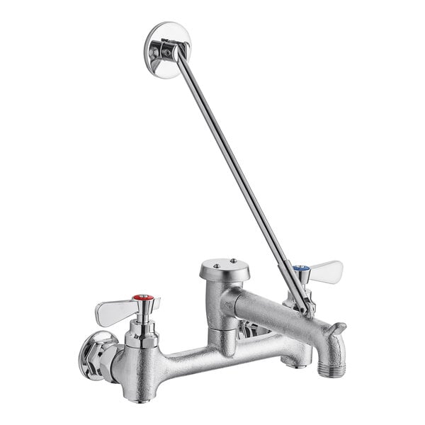 Regency Wall-Mounted Mop Sink Faucet with 6 1/2" Spout, 8" Centers, and Vacuum Breaker - 600FMS86