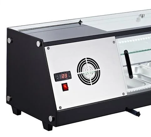 Omcan 45″ Refrigerated Sushi Showcase with Flat Glass and 1.55cu.ft. / 44L Capacity – 110V, 180W