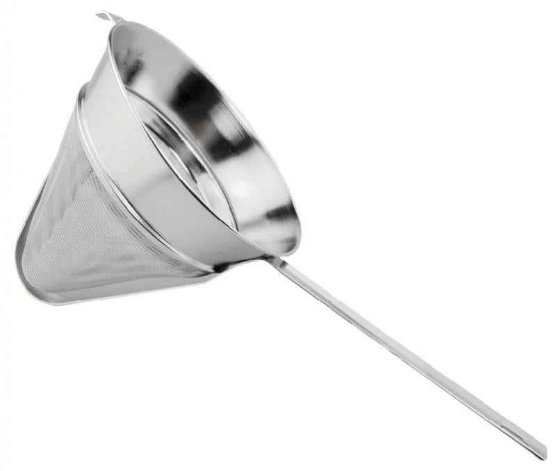 Omcan 10-inch Stainless Steel Reinforced 40 Mesh Bouillon Strainer with Flat Handle