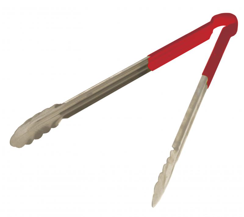 Omcan 16-inch Heavy-Duty Utility Tong with Red Plastic Handle