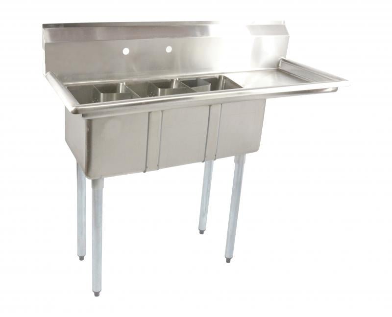 Omcan Canada Three Compartment Space Saver Sink - VRS Restaurant Equipment & Supply Store