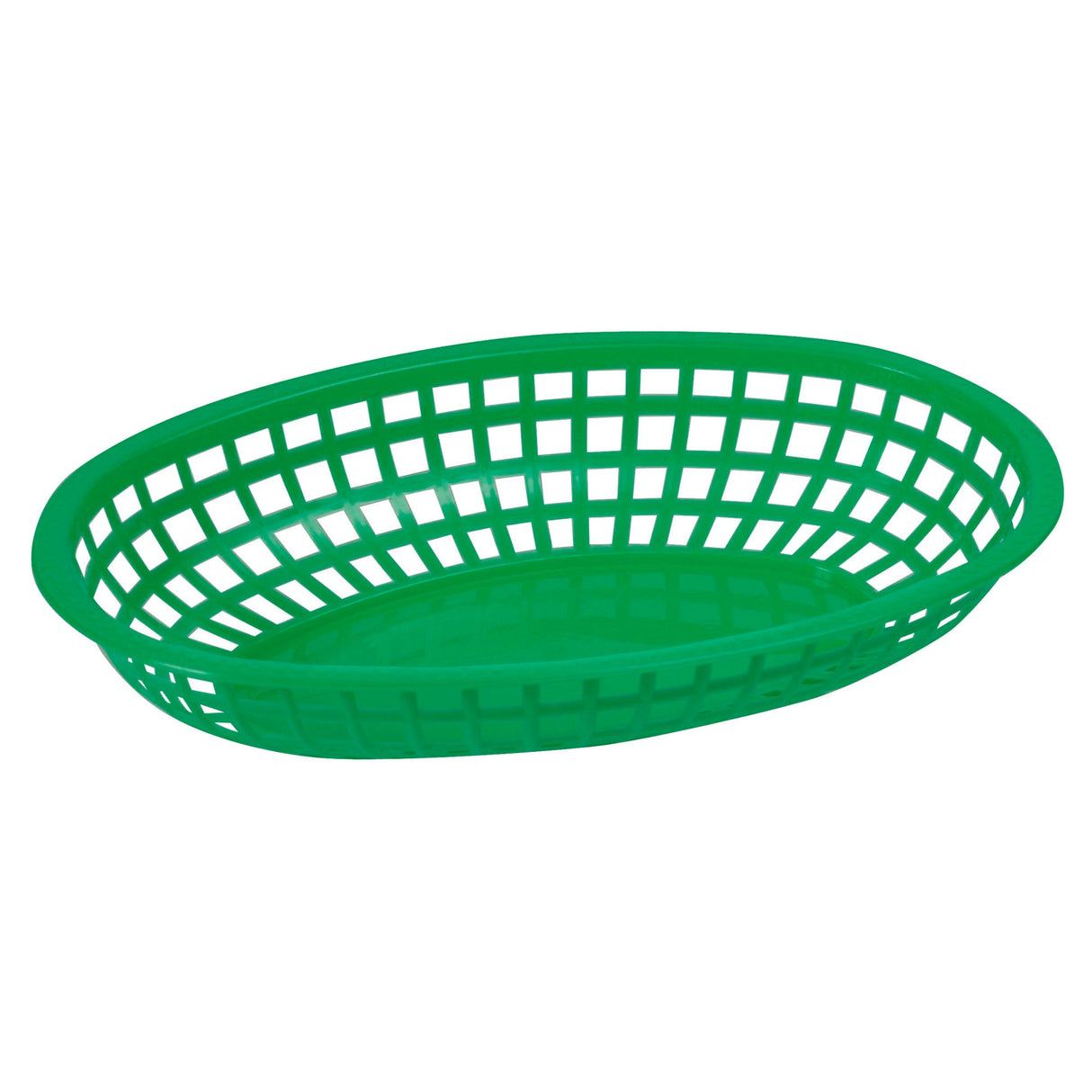 Winco POB-G - Oval Fast Food Basket, 10-1/4" x 6-3/4" x 2" - Green