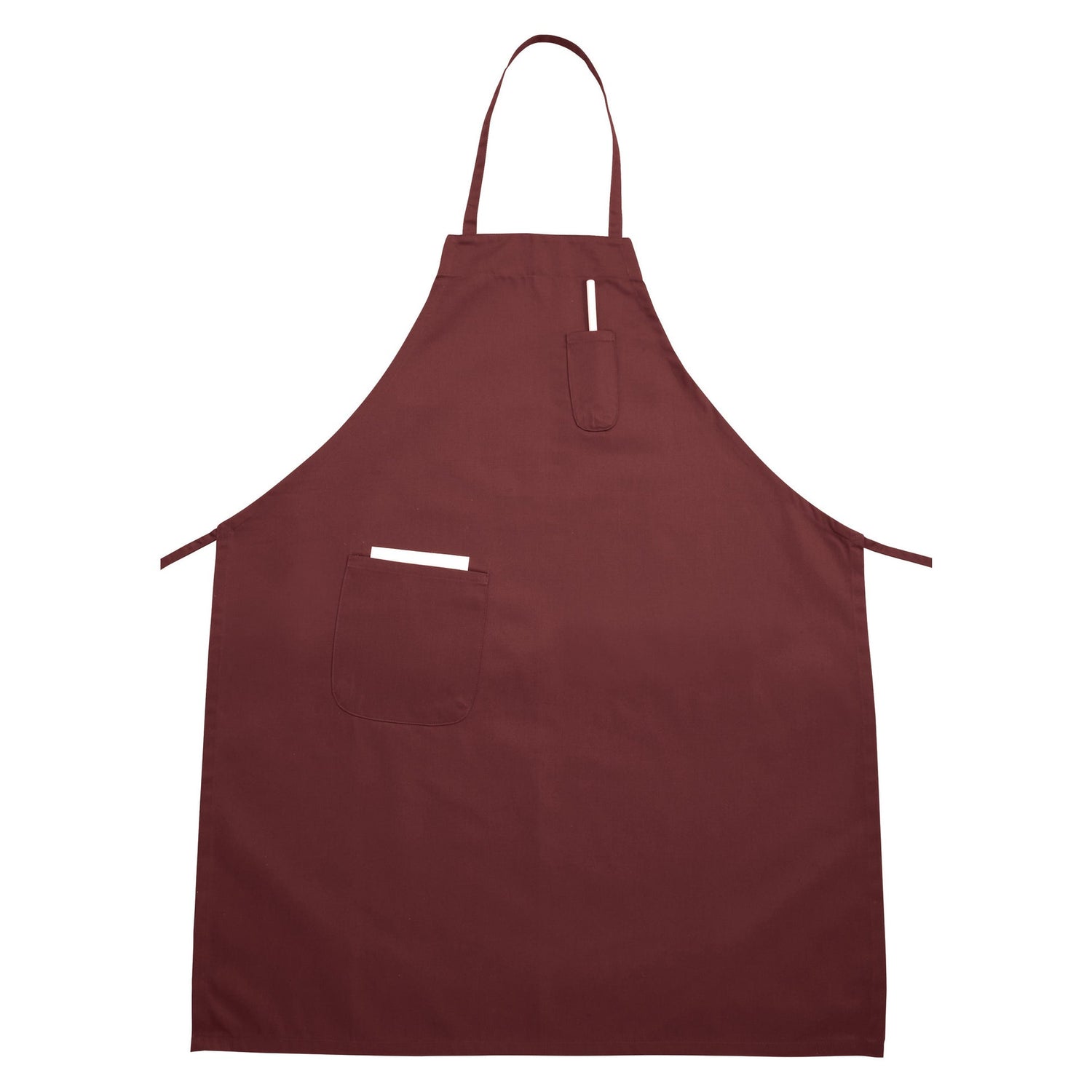 Winco BA-PBG - Full-Length Bib Apron with Pockets - Burgundy