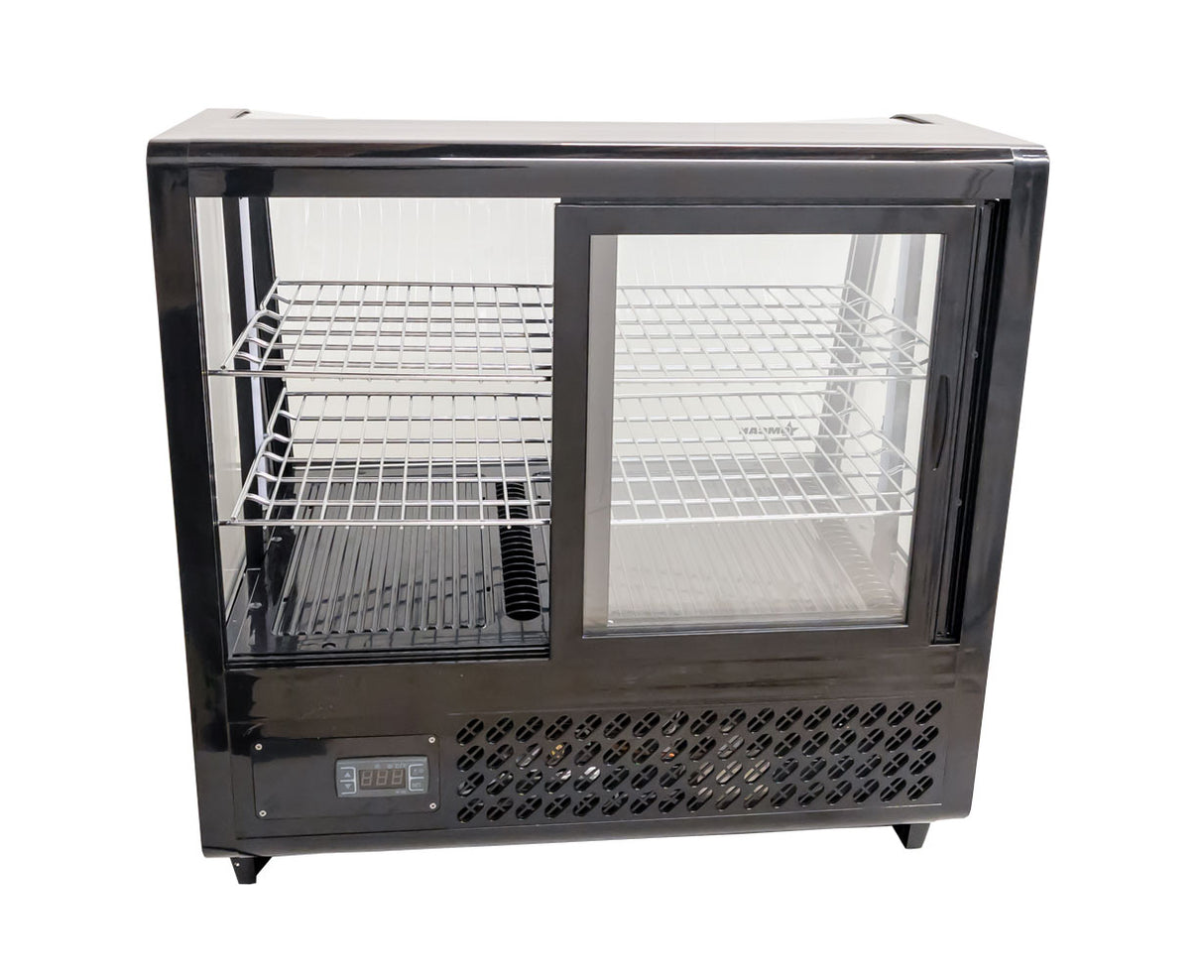 Omcan 27” Black Countertop Refrigerated Display with 3.5cu.ft. / 100L Capacity – 110V, 170W