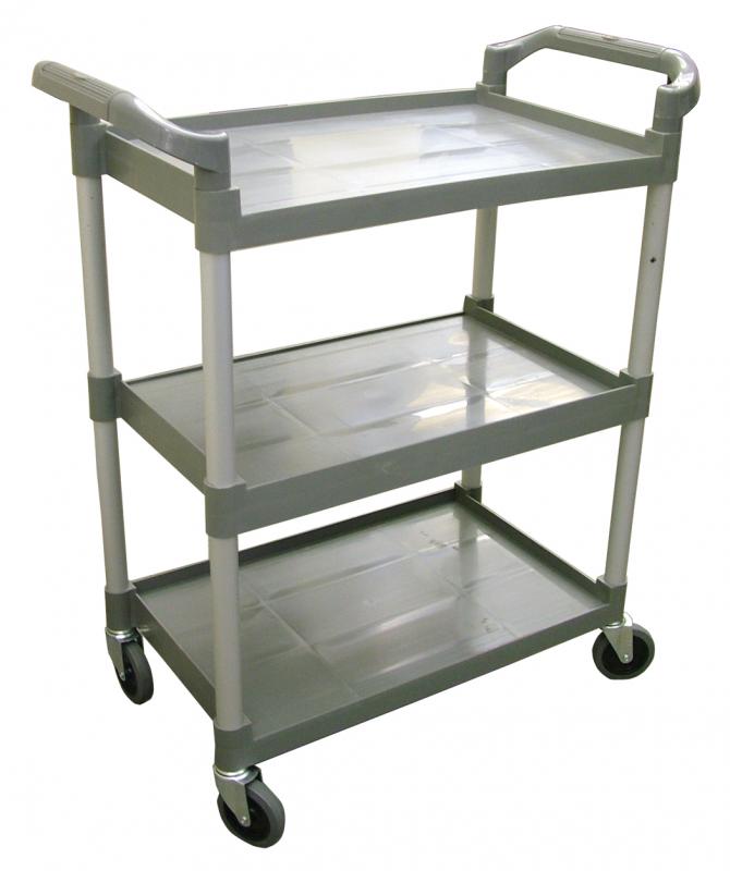 Omcan Gray Plastic Bussing Cart with 16″ x 24.75″ tray size