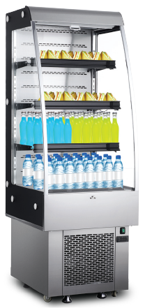 Omcan 24” Grab-and-Go Open Refrigerated Floor Self-Serve Display Case with 9cu.ft. (252L) Capacity, Silver – 110V, 138W