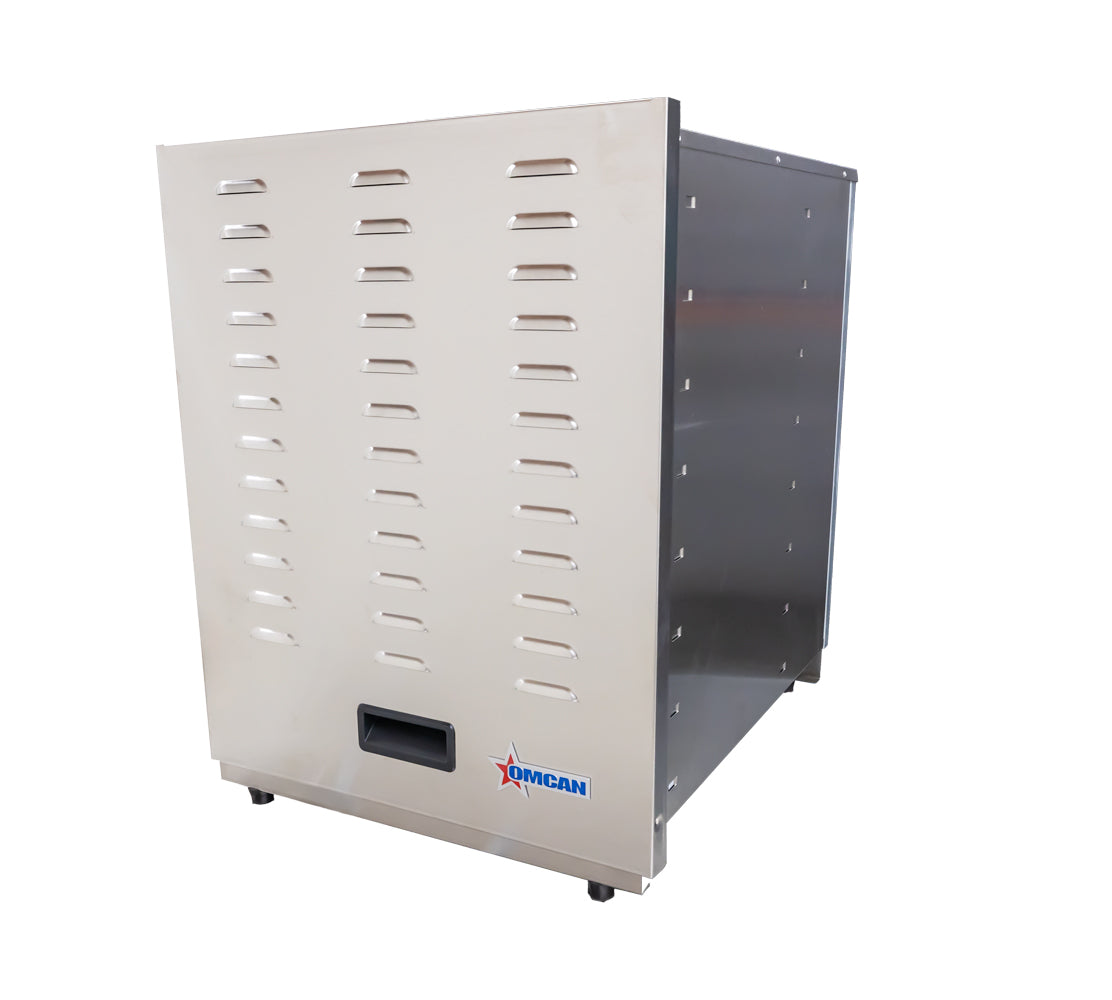 Omcan 16 Tray Stainless Steel Food Dehydrator with Thermostat Control and Timer, 120V, 1000W