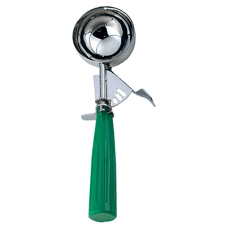 Omcan 3 1/4 oz Ice Cream Disher with Green Plastic Handle (Size 12)