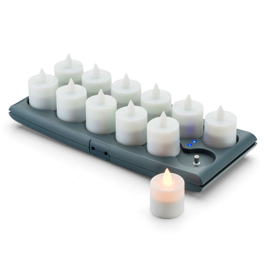 Hollowick HFRV12-A Round LED Flameless Candles Set with Charging Dock