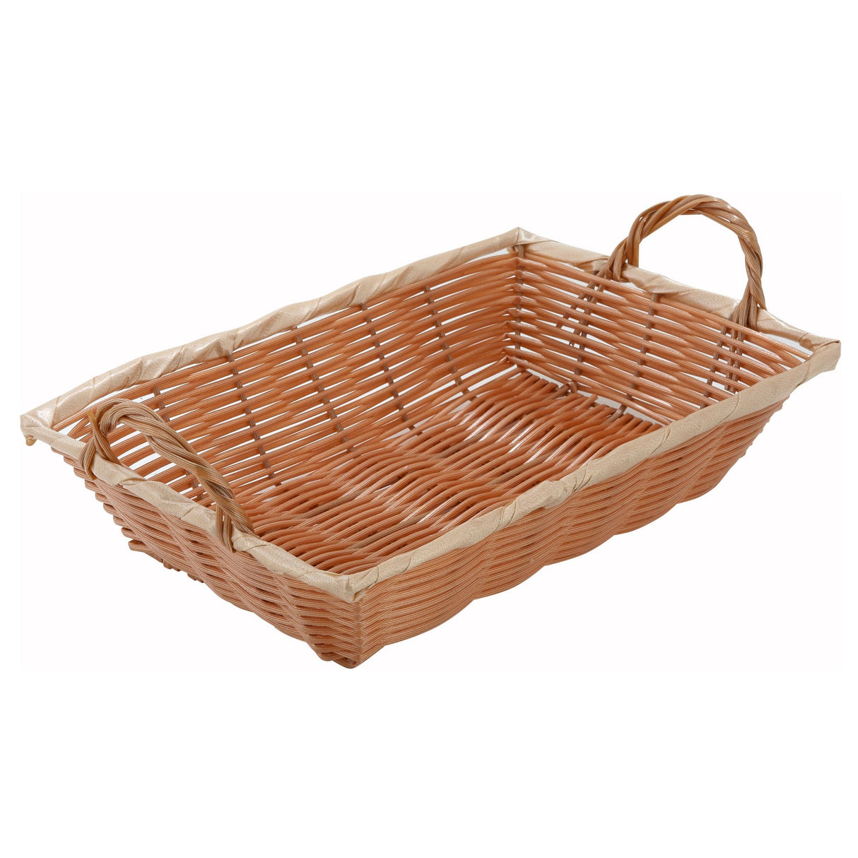 Winco PWBN-12B - Natural Woven Basket, Rectangular with Handles - 12" x 8" x 3"